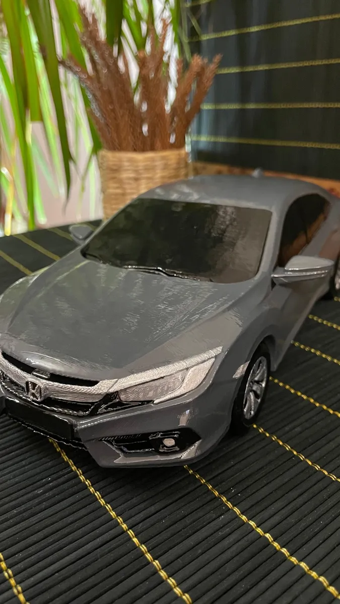 Gri renkli Honda Civic 3D baskı araba maketi
