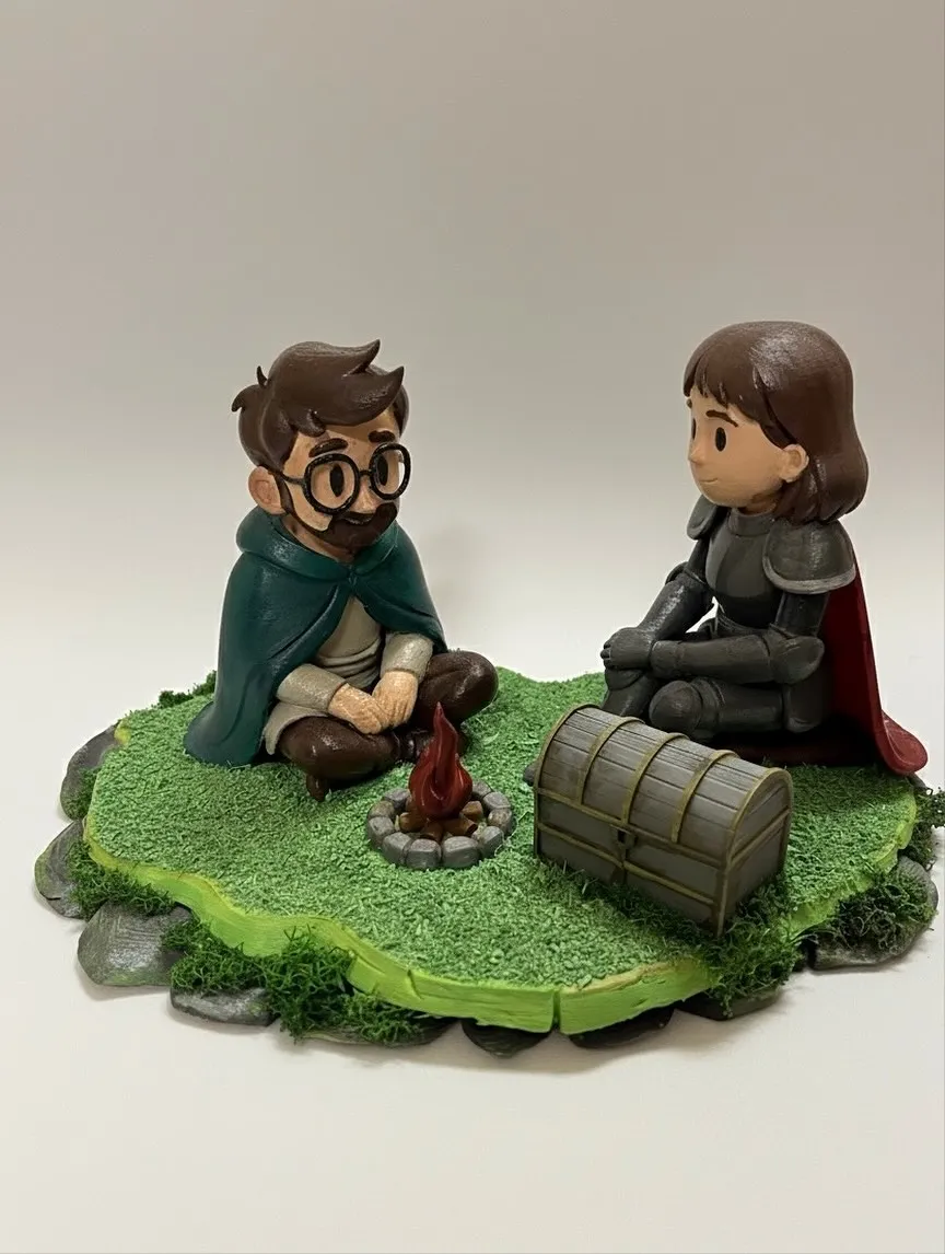 Kamp ateşi sahneli kişiye özel fantastik diorama figürü